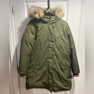 Tommy Hilfiger womens Khaki puffer jacket size large